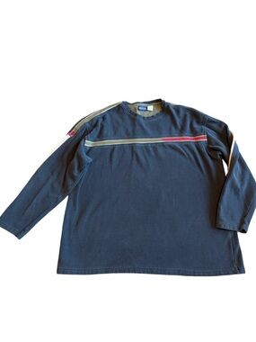 Sideout Navy Blue Ribbed Stripe Sweater Y2k Retro 90s 00s Pullover Size XL Men's
